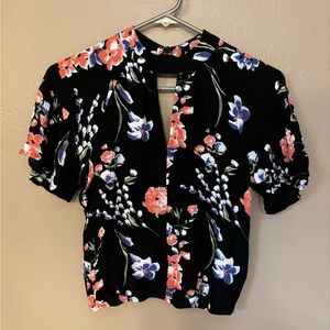 Chloe and Katie, XS black floral top.